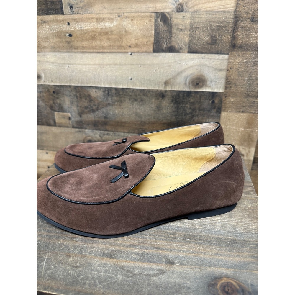 Journey West Mens Brown Suede Bow Loafers Slip On Dress Shoes JWF511 Size 12